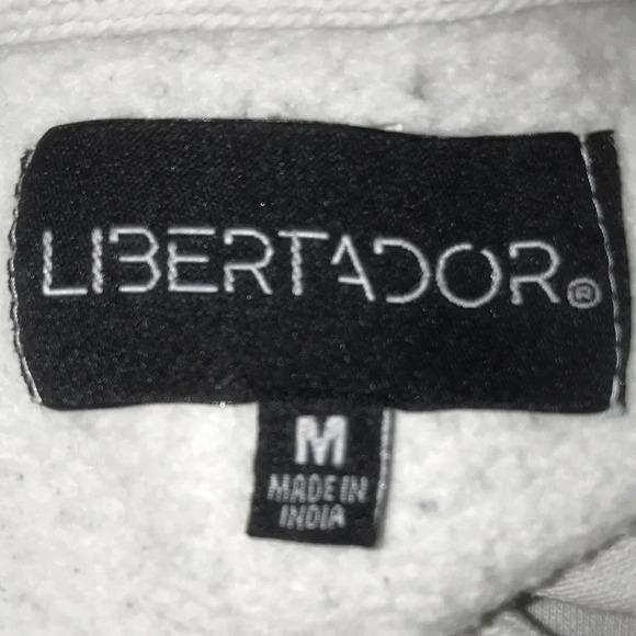 𝅺LIBERTADOR hooded sweatshirt dark green and red stripes on long sleeves size M - Picture 3 of 8